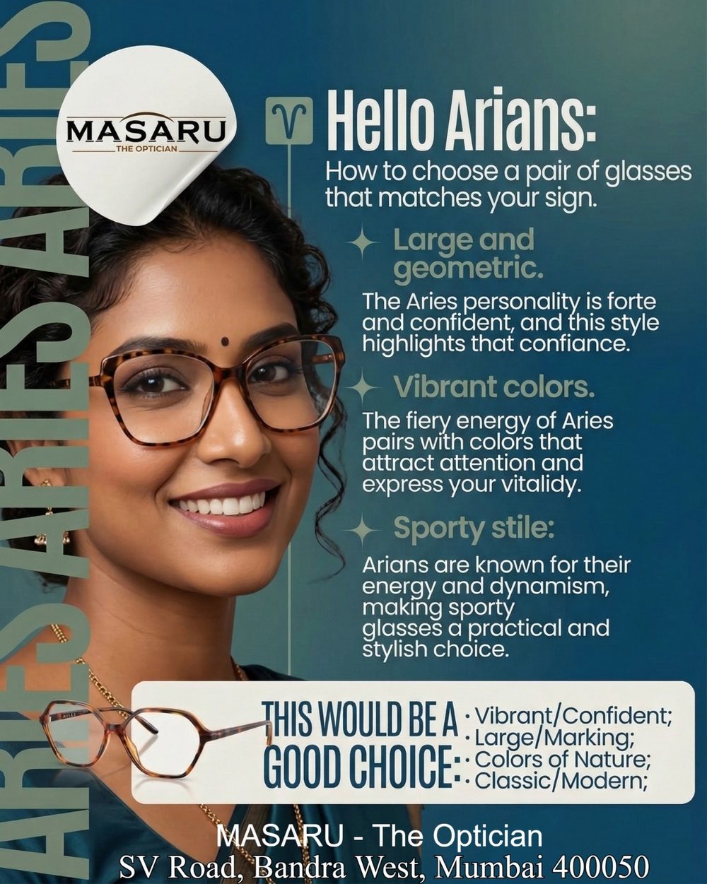 Hello Arians: how to choose a pair of glasses that matches your star sign.