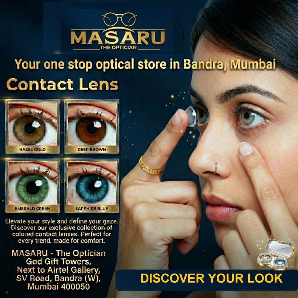 Coloured contact lenses: Hazel Gold, Deep Brown, Emerald Green and Sapphire Blue. Discover your look at Masaru, Bandra West.