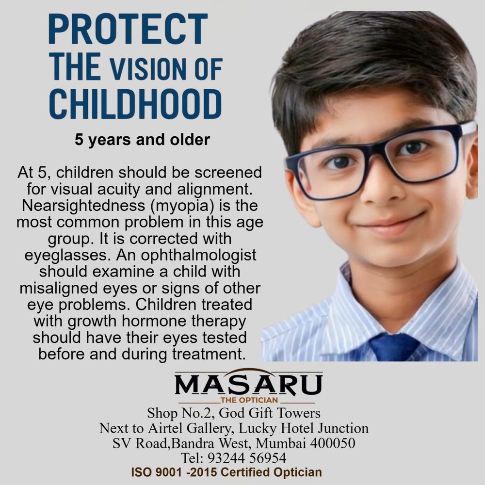 Protect the vision of childhood: children 5 years and older should be screened for visual acuity and alignment.